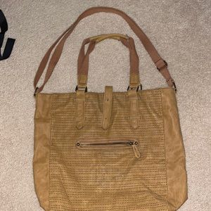 Suede leather tote bag